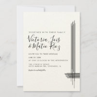 Linhas Abstratas Preto Branco Bege Casamento