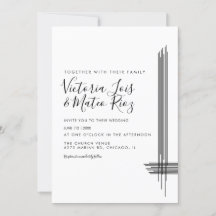 Linhas Abstratas Preto Branco Casamento Moderno