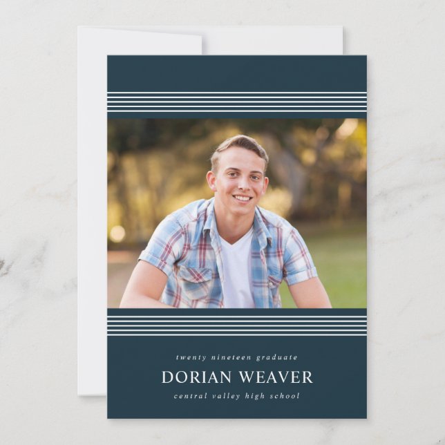 Convite Linhas Clássicas | Escuro | Festa de formatura de  (Frente)