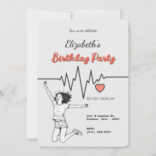 Convite Linhas de pulsação com Design de coração