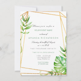 Convite Linhas de recorte político Dourado tropical Verde