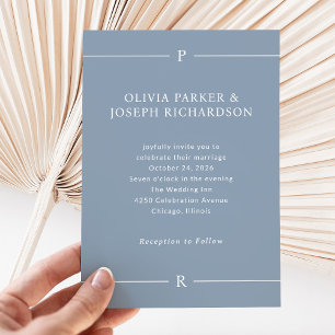 Convite Linhas Modernas e Monograma   Casamento de Dusty B