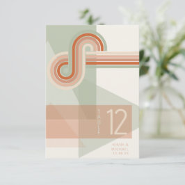 Convite Linhas Refinadas Casamento Geométrico Terra Cotta