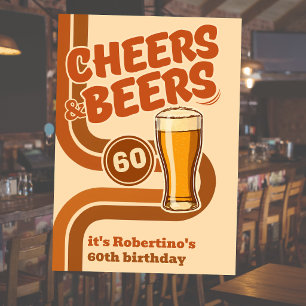 Convite Linhas Retrô em Negrito Cheers & Beers 60º Anivers