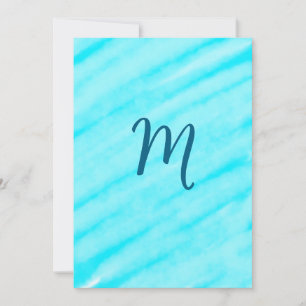 Convite linhas simples de aquarela azul adicione seu monog