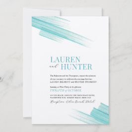 Convite Linhas simples de traços de tinta aqua minimalista