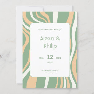 Convite Linhas verdes e creme vibrantes Casamento