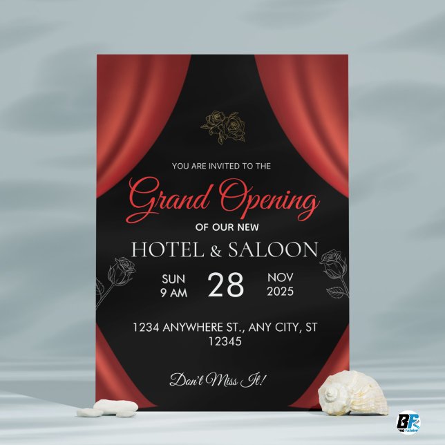 Convite Linhas Vermelhas e Negras Nova Abertura de Grandes (Criador carregado)