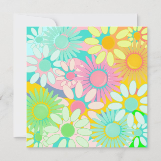 Convite Linvitations florais quadrados ancas retros do (Frente)