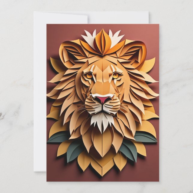 Convite Lion 3D Paper Art Design T-shirt (Frente)