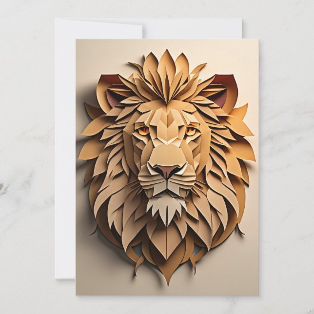 Convite Lion 3D Paper Art Design T-shirt (Frente)