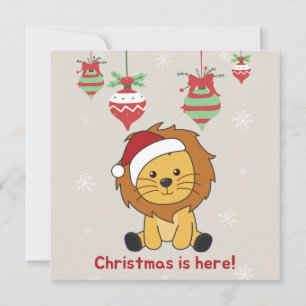 Convite Lion Christmas Snow Winter Animal Lions Invitation