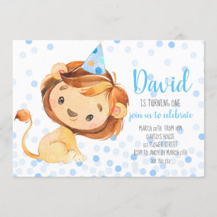 Convite Lion Confetti Primeiro Aniversário Safari