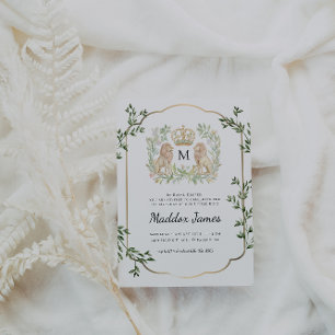 Convite Lion Crest   Regal Little King primeiro aniversari