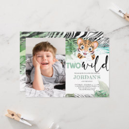 Convite Lion Jungle Cute Second Birthday Photo Invitation