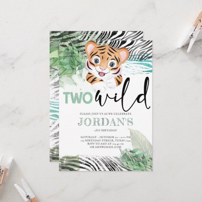 Convite Lion Jungle Cute Segunda Convocação de Aniversário (Frente/Verso In Situ)