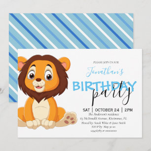 Convite Lion para o Menino de Nascimento da Selva