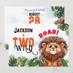 Convite Lion Safari - Dois Aniversários de criança Selvage