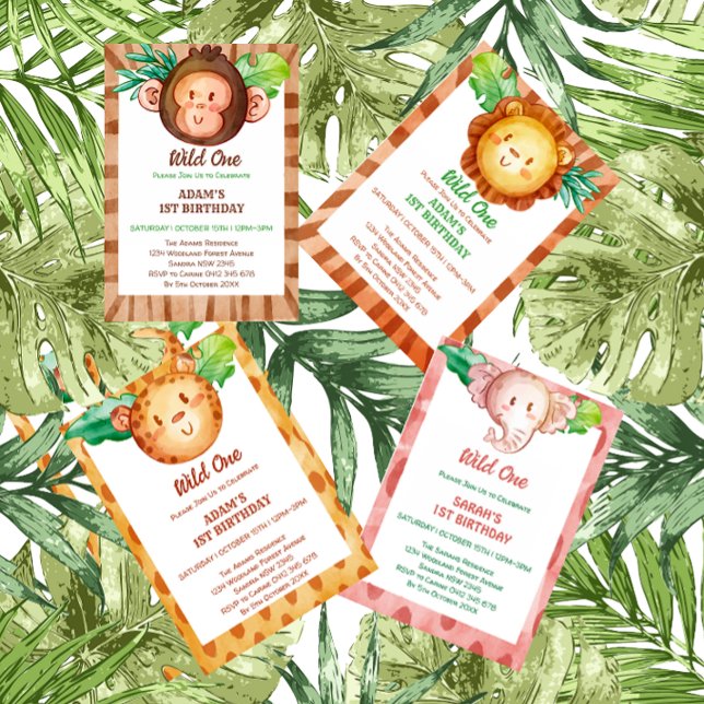 Convite Lion safari selvagem, um aniversário (Criador carregado)