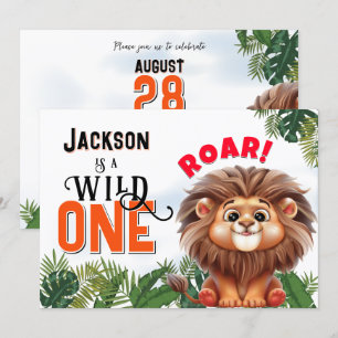 Convite Lion Safari Wild Um Partido Aniversário de criança
