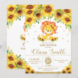 Convite Lion Sunflower Floral Chá de fraldas Sprinkle Girl