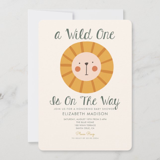 Convite Lion Wild está no Caminho Chá de fraldas (Frente)