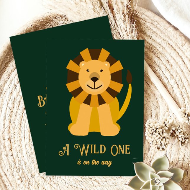 Convite Lion Wild One Chá de fraldas, Tema Safari Selva (Criador carregado)