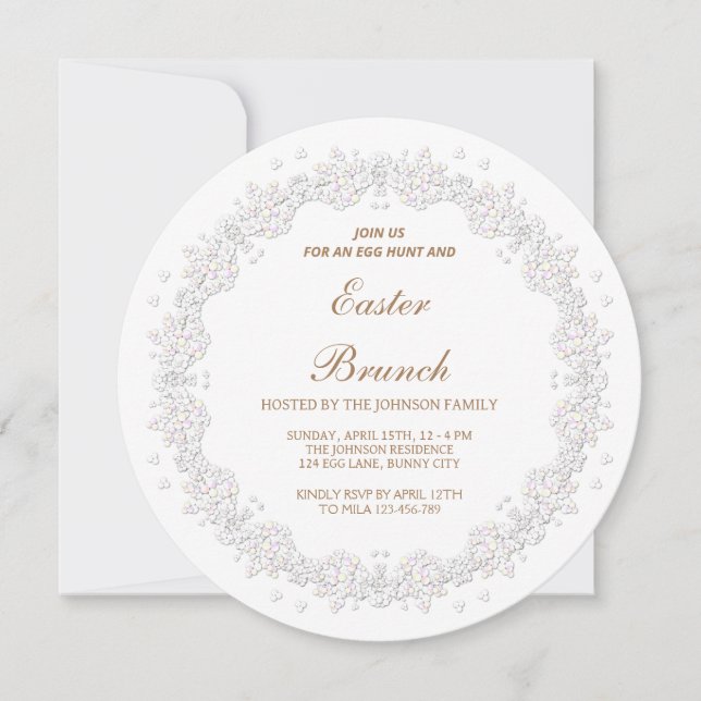 Convite Lira branca suave, ramificação primavera Ester (Frente)