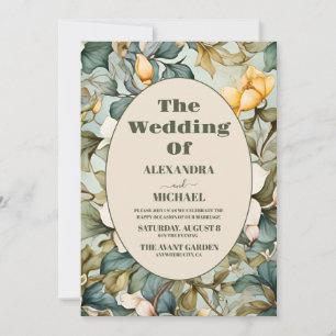 Convite Lírio Branco Aquarela Casamento Art Nouveau