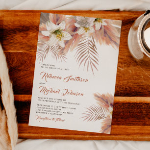 Convite Lírio Branco Floral Palma Terrosa Pampas Casamento
