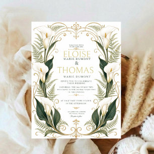 Convite Lírio Calla Casamento Botânico Floral Elegante Bra