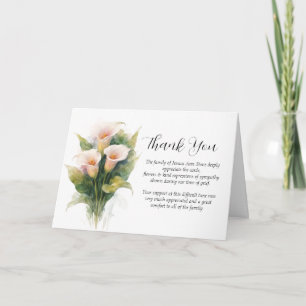 Convite Lírio Calla Floral Funeral de Condolências Obrigad