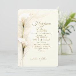 Convite Lírio-de-água Branco Cala Aquarela Floral Casament
