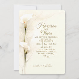 Convite Lírio-de-água Branco Cala Aquarela Floral Casament
