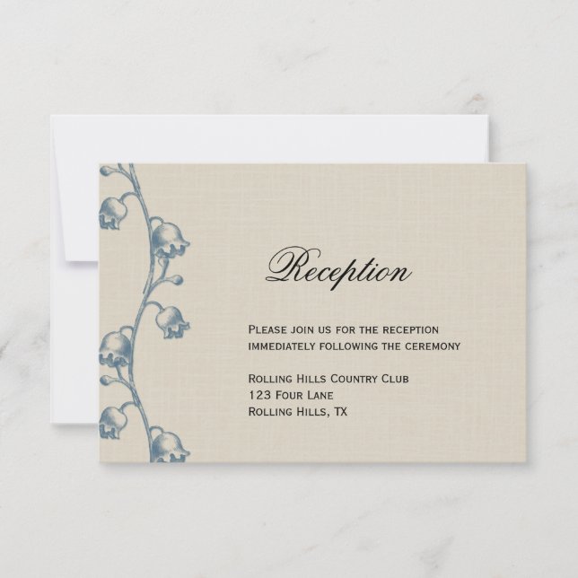 Convite Lírio do Vale em Linho Bege Casamento Recepção (Frente)