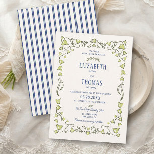 Convite Lírio do Vale Vintage Nouveau Floral Casamento