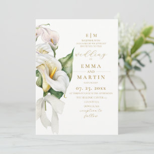 Convite Lírio Elegante Floral Casamento Aquarela