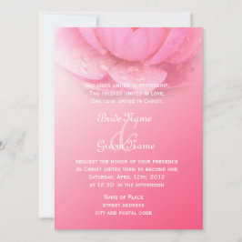 Convite Lírio rosa elegante em casamento cristão rosa