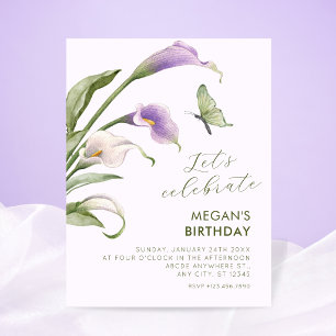 Convite Lírio roxo floral aniversário