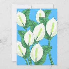 Convite Lírios de paz brancos em fundo azul pálido