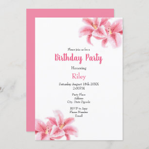 Convite Lírios de Stargazer Rosa