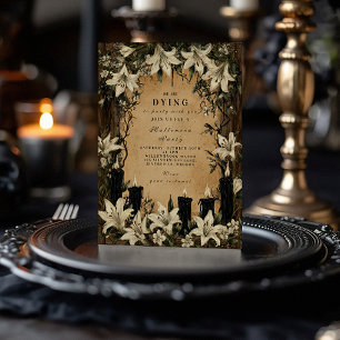 Convite Lírios escuros e caixões na noite das bruxas