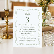 Lista de Assentos de Casamento em Verde Sage Elega