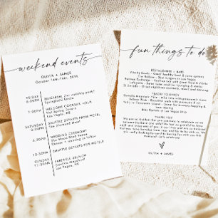 Convite Lista de Eventos de Casamento de Fim de Semana, Ca