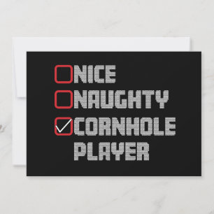 Convite Lista de Jogadores de Cornhole Nice Naughty Natal 