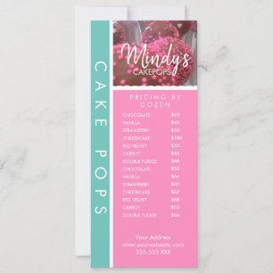 Convite Lista de Preços de Flyer Fino de Cakepops de Padar