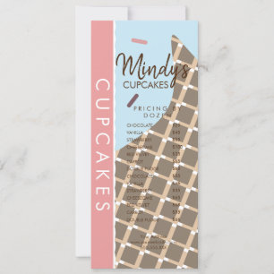 Convite Lista de Preços de Panificação Caseira de Cupcakes