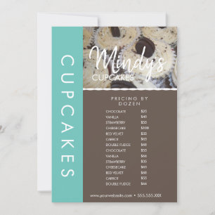 Convite Lista de Preços de Panificação Caseira de Cupcakes