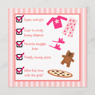 Convite Lista de verificação dos deslizadores dos pijama