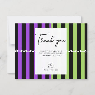 Convite Listra de Halloween Verde Roxo e Preto Obrigado